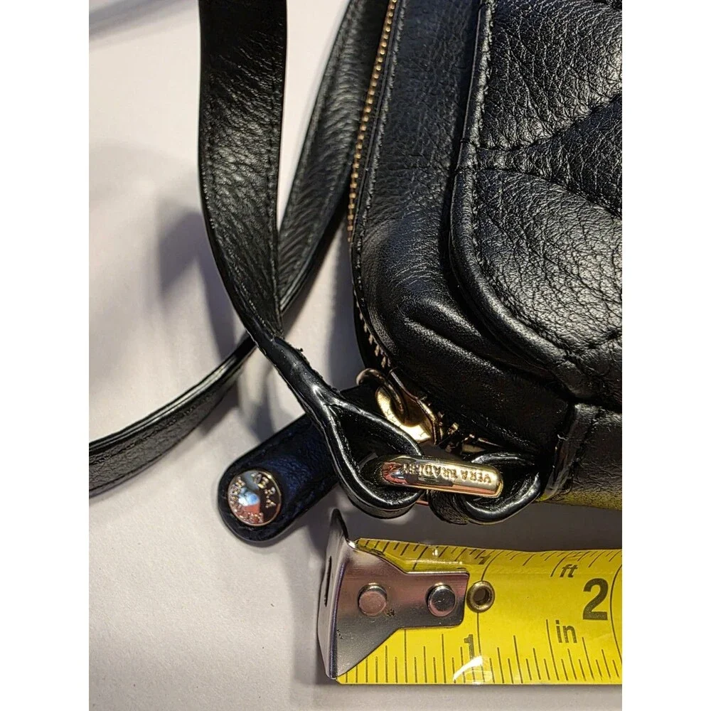 VERA BRADLEY Sycamore Leather Sydney Crossbody Black Quilted